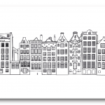 muurillustratie met skyline Amsterdam