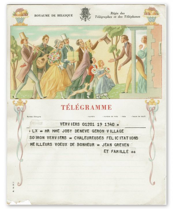 vintage kunst telegram bruiloft