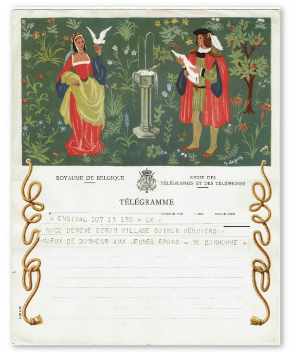vintage kunst telegram man en vrouw van adel